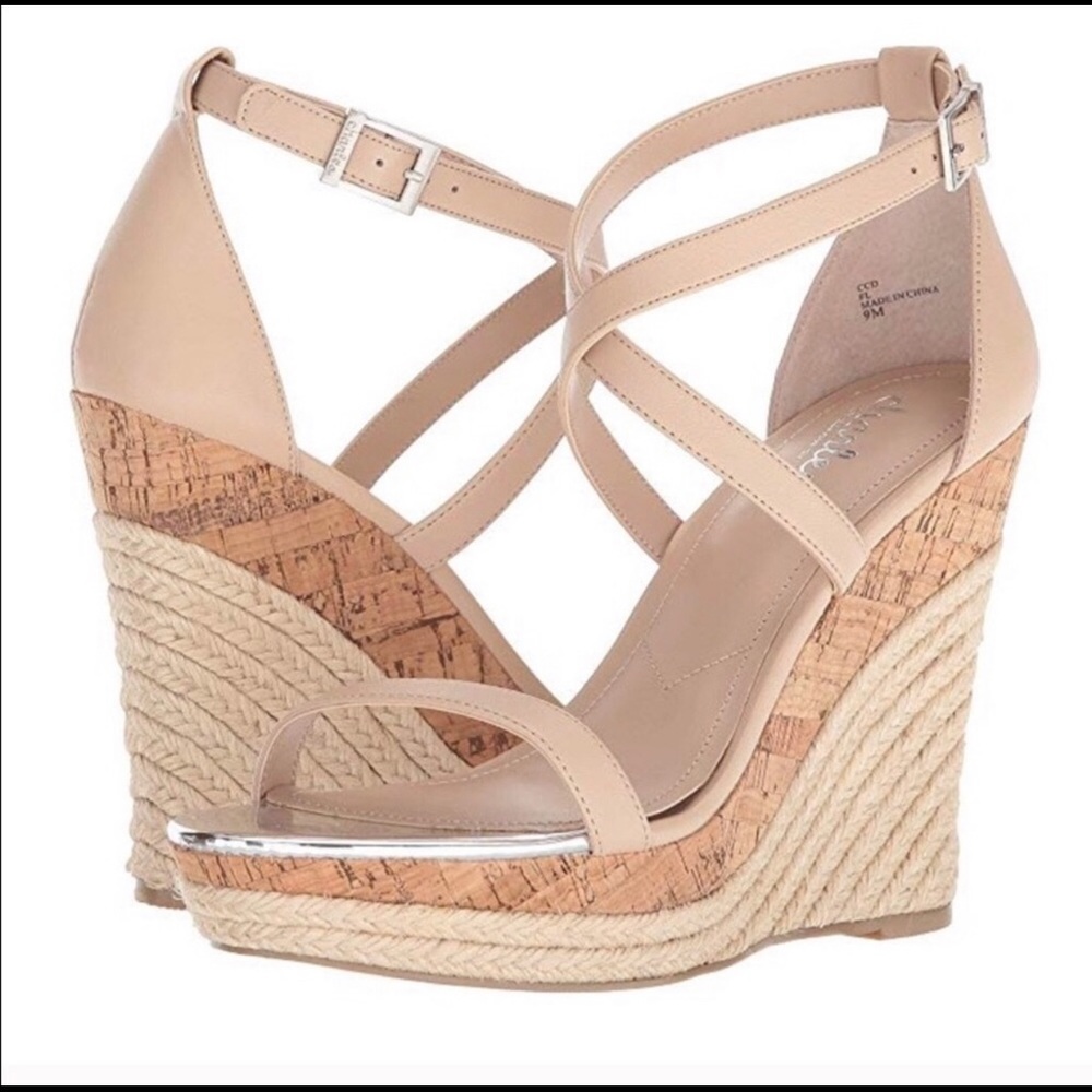 Charles David Espadrille cork wedge Sz 7.5
